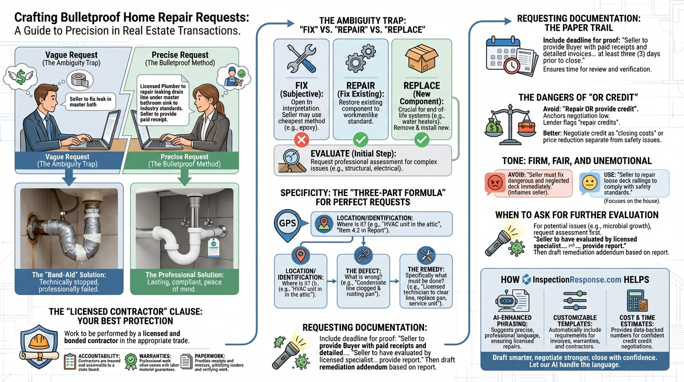 Infographic explaining the importance of home inspection response language