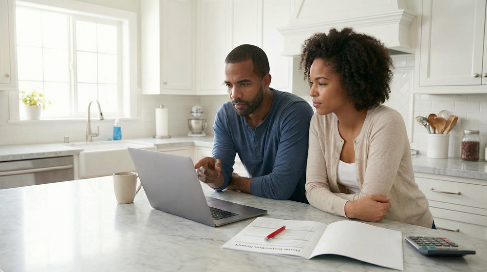 Home sellers reviewing buyers inspection response.